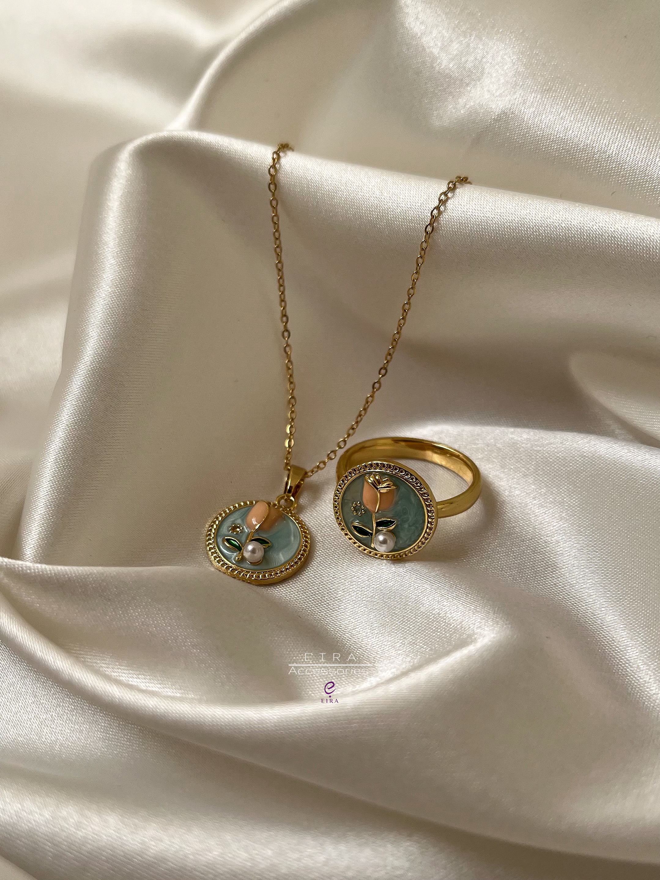 خرید ست مینا کاری انگشتر و گردنبند